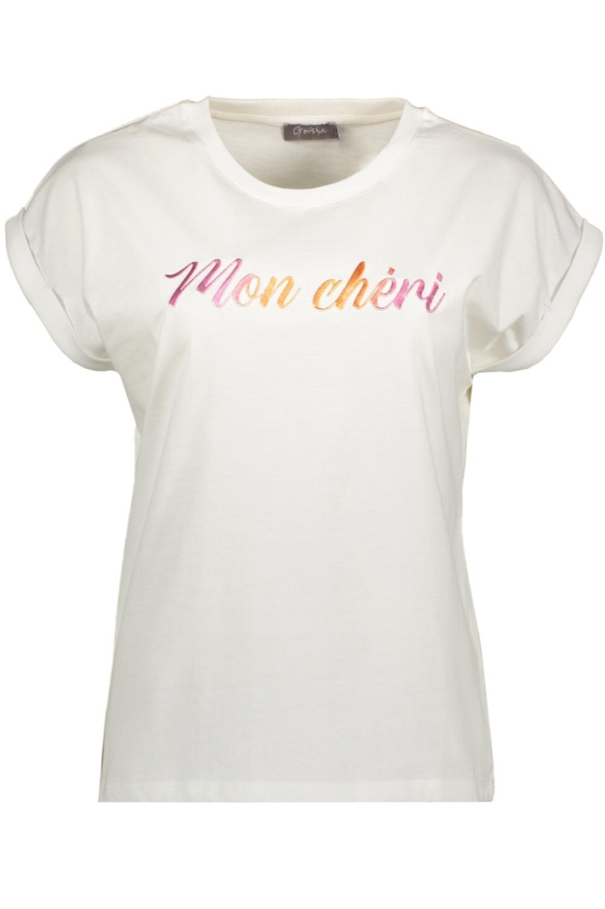 T SHIRT MET TEKST 52092 41 Off-white/Cassis/Orange